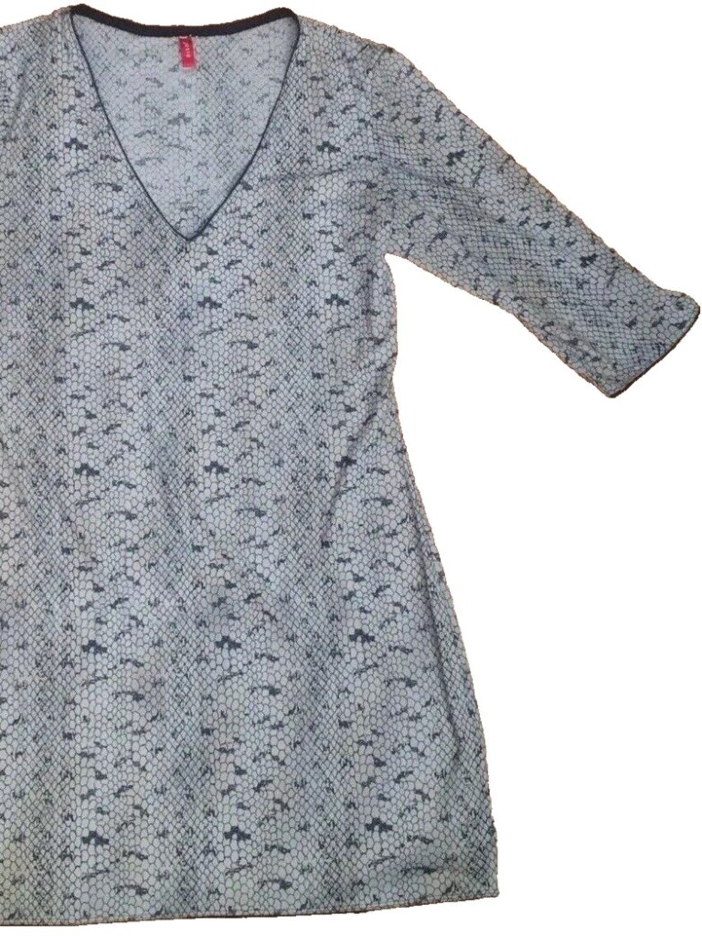 VINTAGE JOSIE NATORI ANIMAL PRINT MINI SHIFT DRESS S BEIGE HALF SLEEVE STRETCH